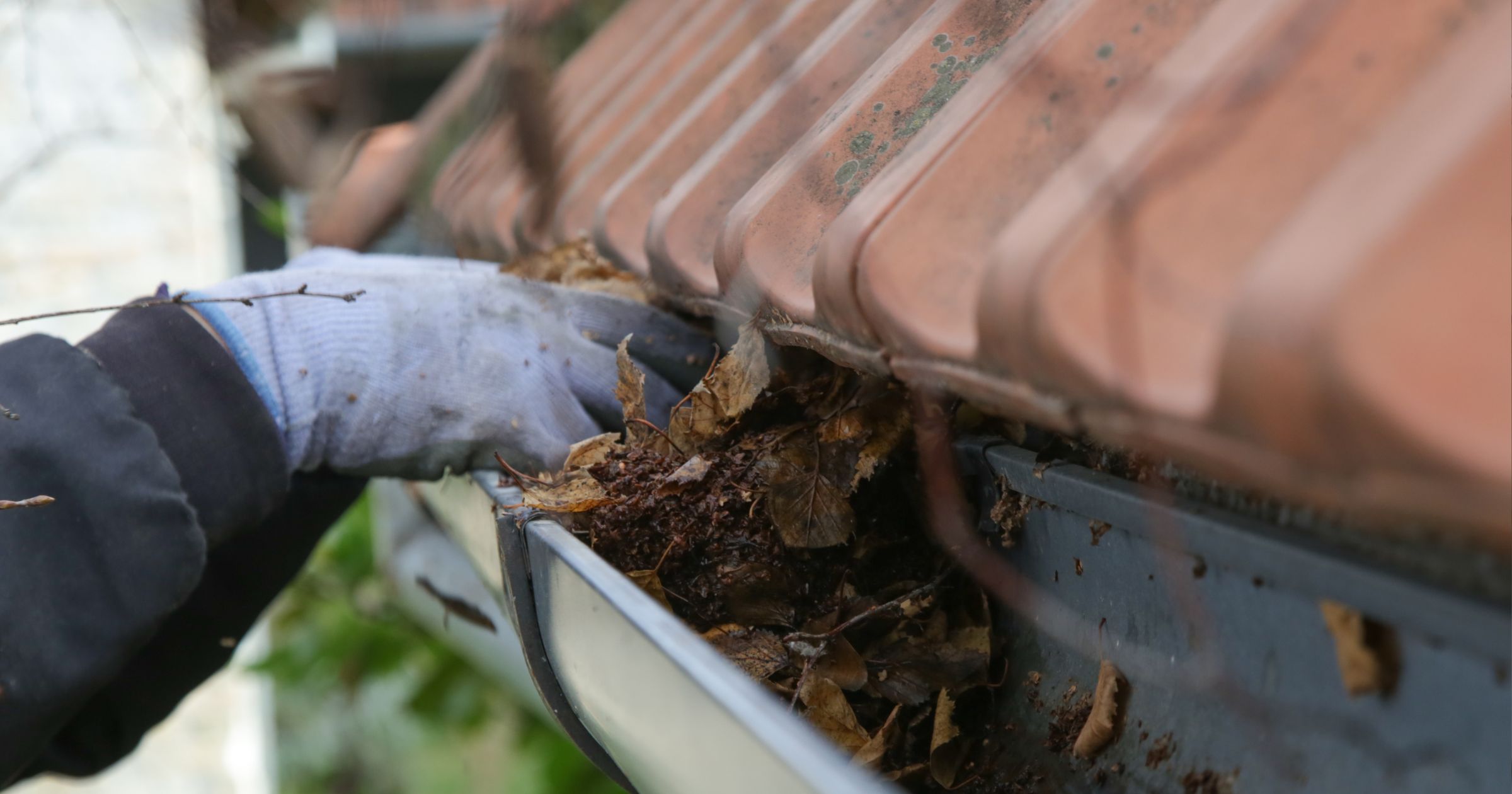 Gouttière de toit propre après nettoyage, sans feuilles ni mousses